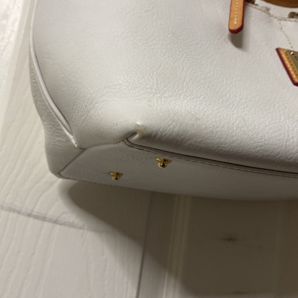 Dooney and Bourke White Dillen Double Pocket Peddle Leather Satchel Vintage - Picture 6 of 14